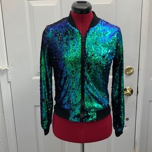Charlotte Russe sequin  size XS mermaid bomber jacket